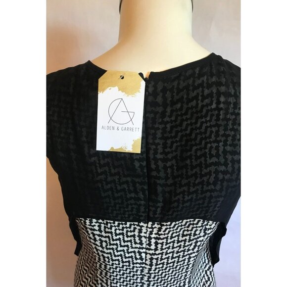 rag & bone Black & Cream Geometric Patterned Dress W/ Black Overlay, Size 0 (US) - Picture 8 of 10